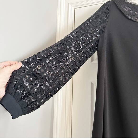 Tory Burch Sequin Sleeve  Black Dress Sheath MEDIUM Designer Cocktail Party - Picture 4 of 16